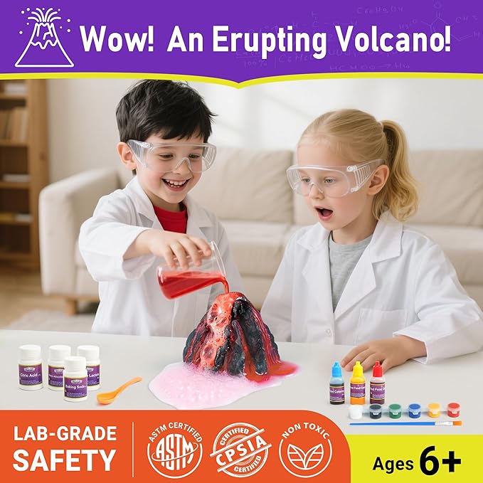 BenBen Science Kits for Kids Age 8-12, 155 Experiments Educational Toy, STEM Toys for 6 7 8 Year Old Boys Girls Birthday Gift, Volcano Science Kit, Chemistry Set for Homeschooling