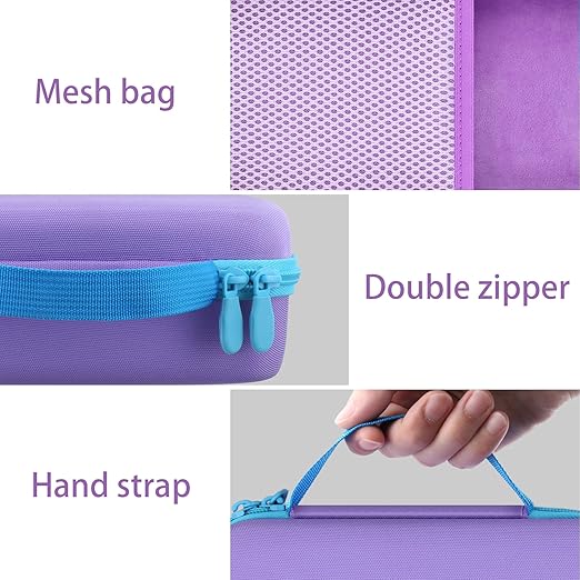 Case Compatible with 3Doodler Start+ Essentials/3Doodler Flow 3D Printing Pen,Storage Holder for 3D Pen PLA Filament and Charger (Purple Case,Blue Zipper)