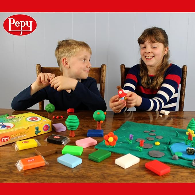 Pepy Plastilina Reusable and Non-Drying Modeling Clay Gift Set; Set of 24 Bars, 1.4 Ounce Each, 2 Each of 12 Colors, Perfect for Arts and Crafts Projects, Multicolor