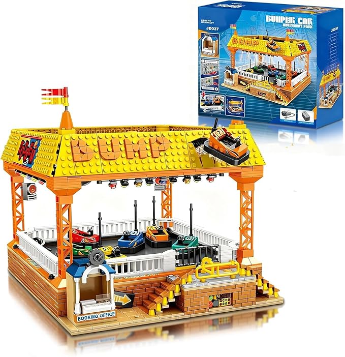 Sosuy Bumper-Cars Building Set, Toys for Boys Electric Control Race Car, City Amusement Park Construction, Birthday for Adult Teen Girl Kid Age 8+, Architecture Theme Display 1840pcs