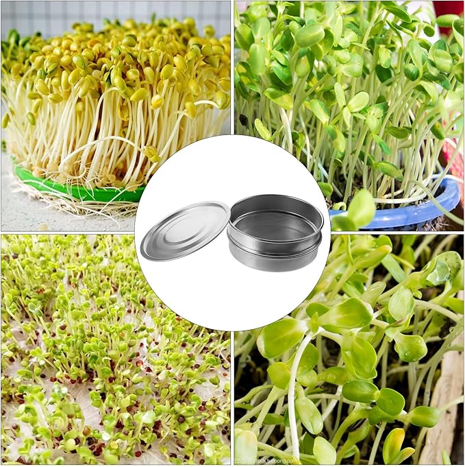 ARTIBETTER Stainless Steel Sprouting Tray Kit Set with Fine Wire Mesh and Base Lid for Seed Germination Easy Growing Sprout Trays for Gardening Healthy Planting Supply at Home and Office