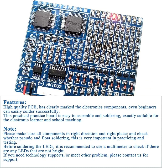 ISolderStore SMD/SMT Components Practice Board - Electronic Project Kits DIY Soldering Skill Training Board - Led Transistor Soldering Kit