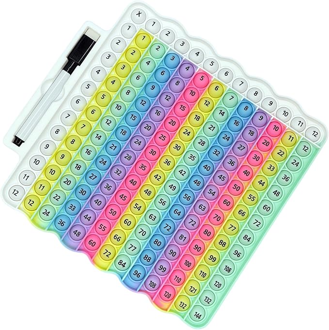 12x12 Multiplication Chart Popper, Digital Multiplication Table Game Board-Math Manipulative Toy, 3rd Grade Fidgety Popper for Kids Learning, Multiplication Machine Times Table