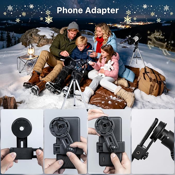 FREE SOLDIER Telescope for Kids 70mm Aperture Astronomical Refractor Telescopes for Beginners (15X-150X) 300mm Telescope for Adults High Powered with A Phone Adapter & A Wireless Remote (Spaceman)