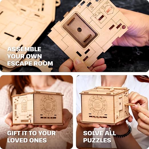 ESC WELT Space Box 3D Game - 3-in-1 Wooden Brain Teaser - Gift Box Riddle - Puzzle for Children and Adults - Mind Challenge - Escape Room - Image 3