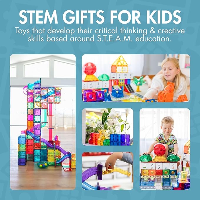 Learn & Grow Magnetic Marble Run Expansion Pack - 88PCs Ultimate Marble Race Track, Magnet Tiles Accessories, Magnetic Ball Track, STEM Building Toys - Construction Toys for Toddlers & Kids Age 3+