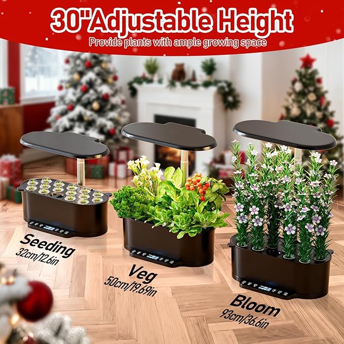 SPECILITE Hydroponics Growing System Kit with 30” Height, 15 Pods Herb Garden with 36W Grow Light, Auto Timer & Pump System, APP & WiFi Controlled Smart Indoor Garden for Vegetables,Kitchen & Gifts