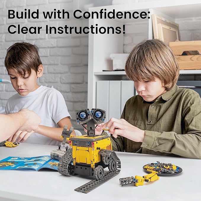 Christmas STEM Robot Building Kit Gift for Boys Ages 8-12 with Remote Control, Technic Coding Robotic Toy for Kids’ Birthday, Buildable 5-in-1 Models with 488 Pieces