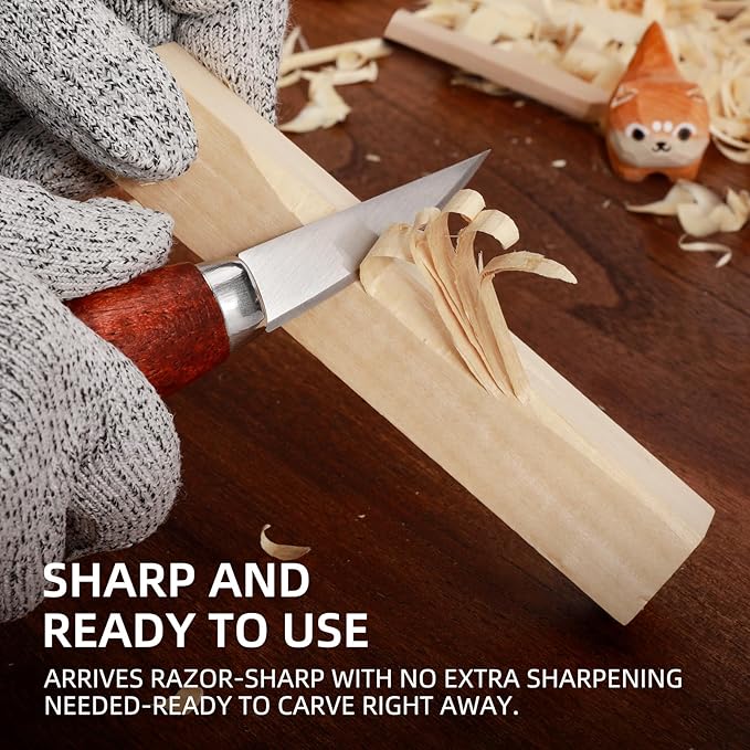 Wood Carving Kit Whittling Kit Wood Carving Tools Set for DIY Crafts with Detail,Roughing,Sloyd,Hook Knife,Whittling Knives for Wood DIY Beginners (Brown)