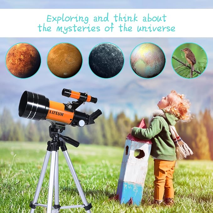 Telescope for Kids and Adults,70mm Astronomical Telescope Refracting with Multilayer Broadband Coating(15X-150X),Adjustable Tripod and Finderscope