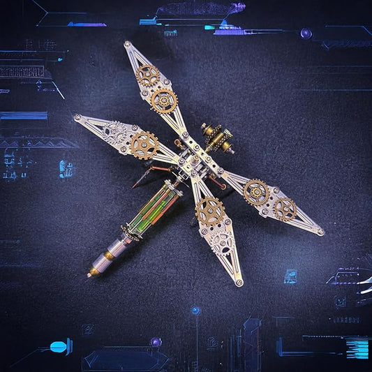 3D Dragonfly Metal Puzzles Insect Model Bug Mechanical Steampunk Sculpture Craft Kits for Adults Gifts for Birthday Funny Christmas(Mechanical Dragonfly D)