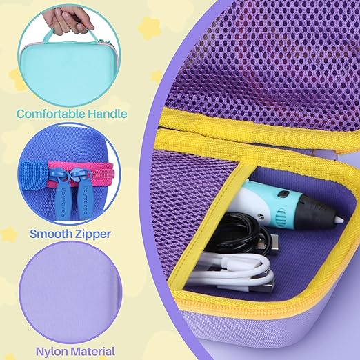 Case Compatible with SCRIB3D P1 Advanced / 3Doodler PRO / 3Doodler Flow / MYNT3D Super Professional Printing / PIKA3D PRO 3D Printing Pen (Blue + Rose)