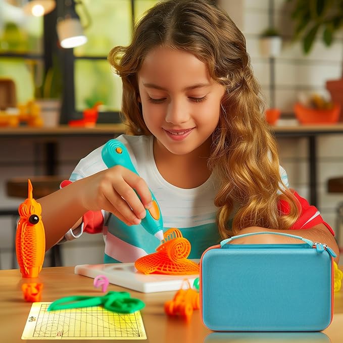 casmilee Case Compatible with 3Doodler Start+ Essentials 3D Pen Set for Kids, Art Activity Set Storage for Educational STEM Toy, Hold Plastic Filaments Strands- Green