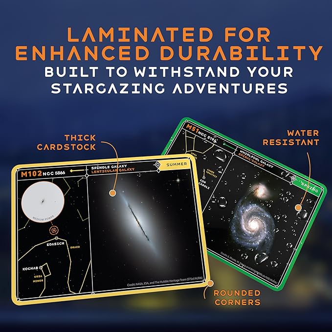 Stargazing Cards - Messier Catalog | Night Sky Exploration Kit for Telescopes & Binoculars | Flashcards with Star Charts, Astrophotography & Facts | Perfect Astronomy & Space Gift for Kids & Adults