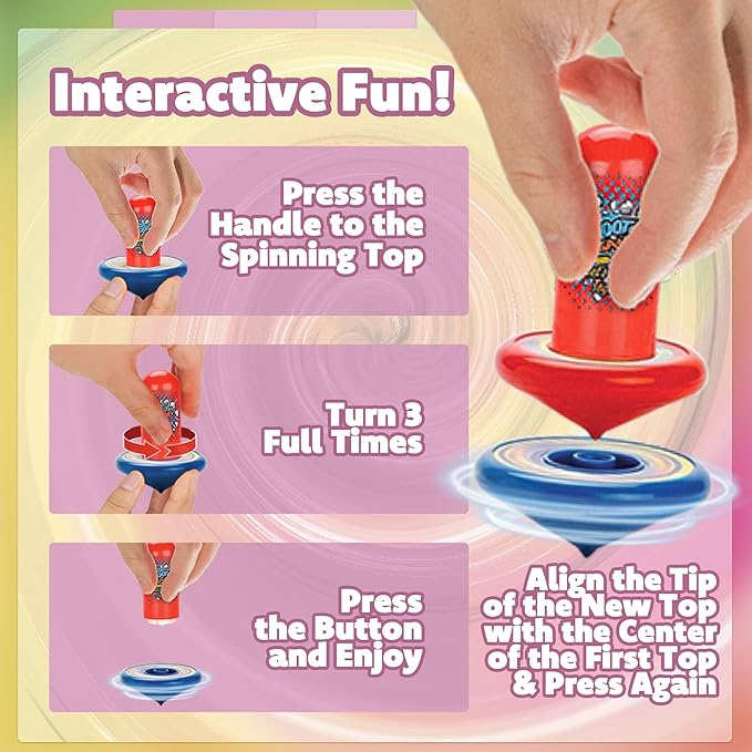IPIDIPI TOYS Spineez Stacking Spinning Tops for Kids – Set of 3, 15-Piece UFO Spinner Toys – Ideal Stocking Stuffers for Kids, Birthday Party Favors, Goodie Bag School Prizes for Boys & Girls