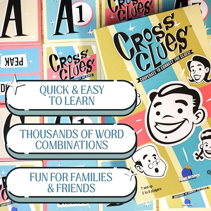 Blue Orange Games Cross Clues- New Cooperative Family Party Game for 2 to 6 Players. Recommended for Ages 7 and up