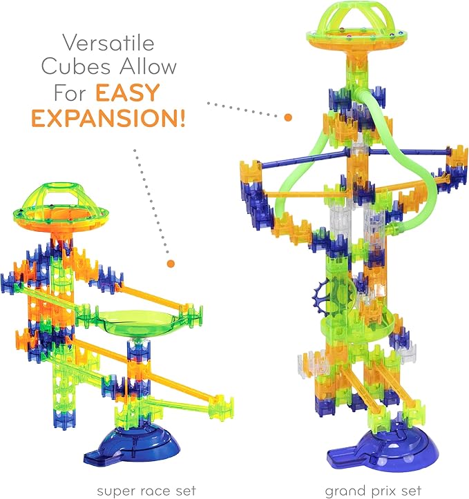MindWare Q-BA-Maze Super Race Set – STEM Marble Run Building Kit for Kids Ages 6+, Turbo Launcher & Creative Engineering Challenge