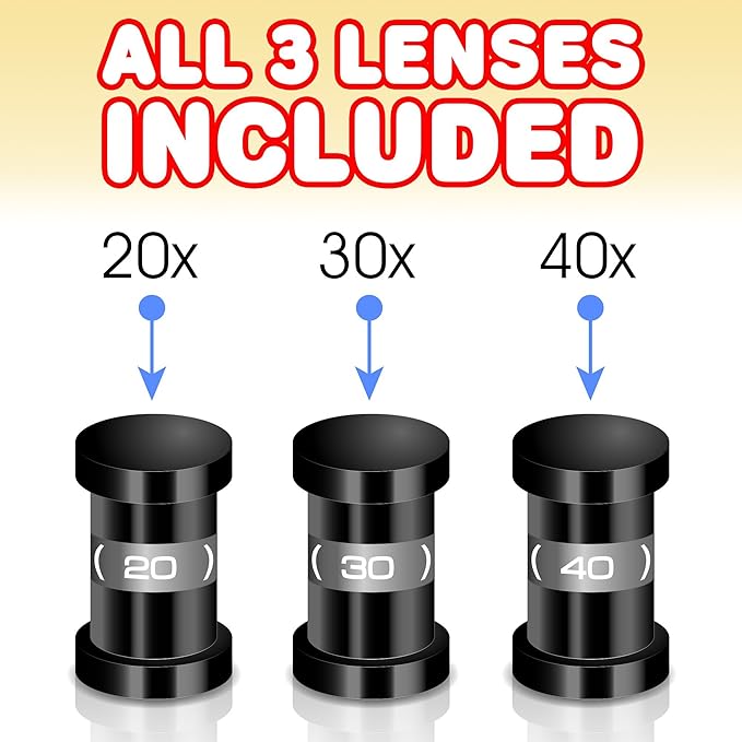 ArtCreativity Kids Telescope for Beginners with Tripod Stand & 3 Eyepieces (20x, 30x, 40x) | Educational Astronomy Toy, STEM Science Learning Gift & Birthday Present for Boys & Girls Ages 3+