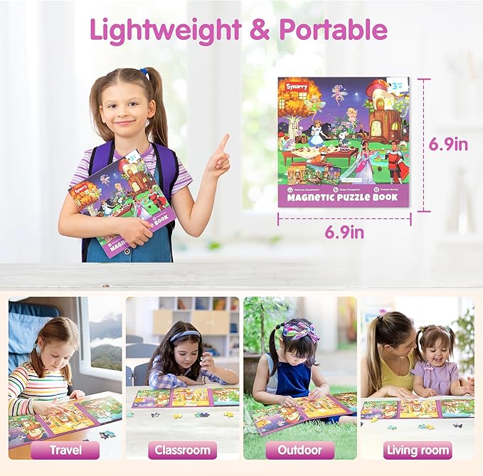 SYNARRY Princess Fairy Party Magnetic Puzzles for Toddlers 3-5 Girls, 36 Pieces Travel Puzzles for Kids Ages 4-6, Airplane Car Road Trip Activities Games Toys for 3 4 5 6 Year Old Girls Birthday Gifts