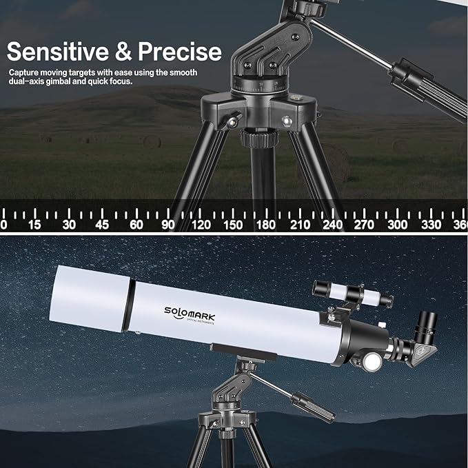 Telescope for Adults High Powered, 80mm Aperture 900mm Professional Refractor Telescope for Adults & Beginners, Compact and Portable Travel Telescopio with Carrying Bag and Designed Phone Adapter