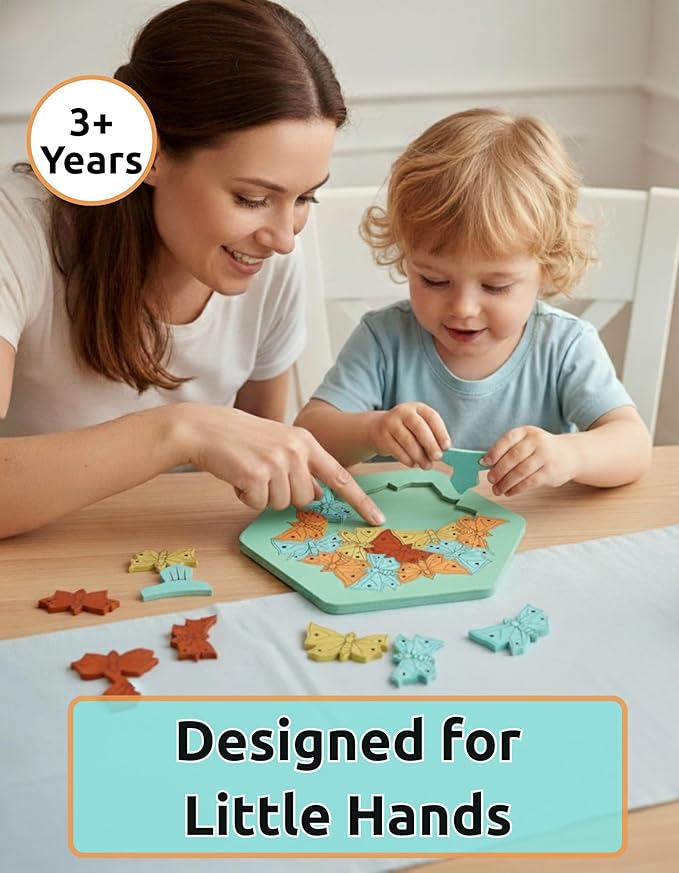 Butterfly Puzzle – 19-Piece Wooden Jigsaw, Educational Brain Teaser, Cognitive Skill Puzzle, Memory-Boosting Game, Eco-Friendly Wooden Toy, Creative Learning Activity, Brain-Boosting Jigsaw