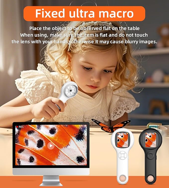 T TAKMLY Mini Pocket Digital Microscope, Macro Fixed Focus Magnifying Glass, Portable Handheld USB Digital Microscope 500x Magnification, 4X Zoom