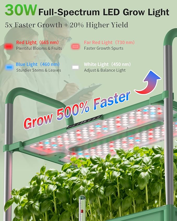 Large Hydroponics Growing System Kit, Vertical Indoor Herb Garden Kit with LED Grow Light & Independent Water Pump, 28L Movable Indoor Planter Perfect Gardening Gifts (2 Tier-54 Pods Green)