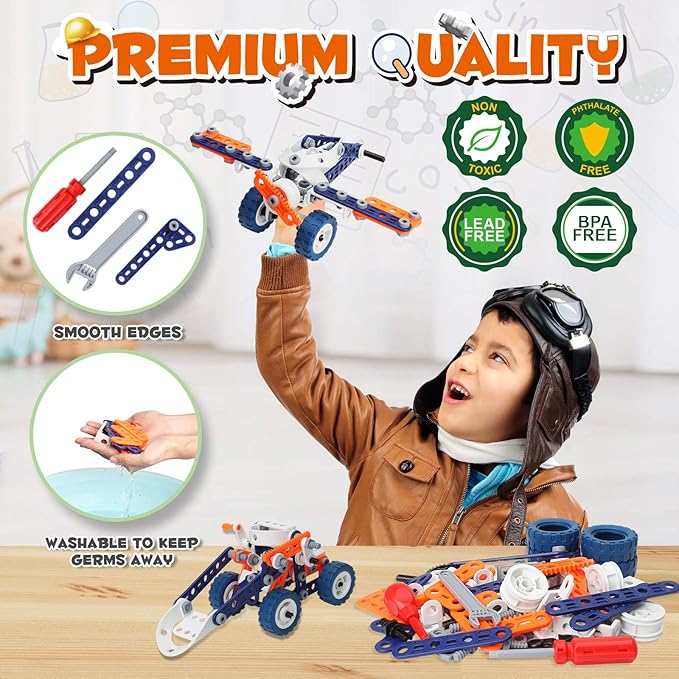 Building Toys for Kids Ages 4-8, 152PCS Toys for Ages 5-7, 12 in 1 Stem Toys for 5 Year Old, Gifts for 6 Year Old Boys, Erector Eets for boys age 8-12