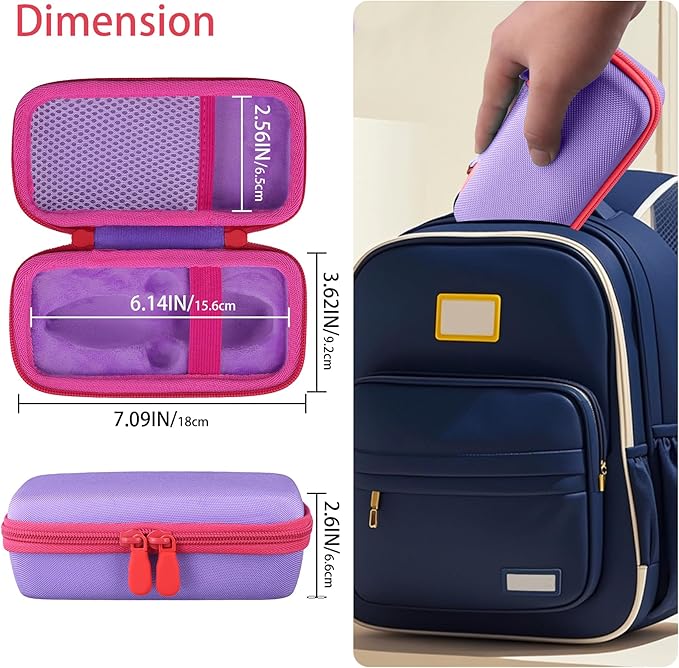 co2CREA Hard Case for 3Doodler Start+ Essentials (2024) 3D Pen Set - Storage Organizer with Custom Slots for Art Activity Set, Printing Filament Refill and USB Charger, Purple Case + Rose Red Zipper