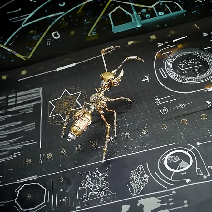 3D Steampunk Metal Insect Bug Mechanical Sculpture Insect Puzzle Ant Model Engineering Puzzle DIY Projects for Birthday Present,Funny (Ant)