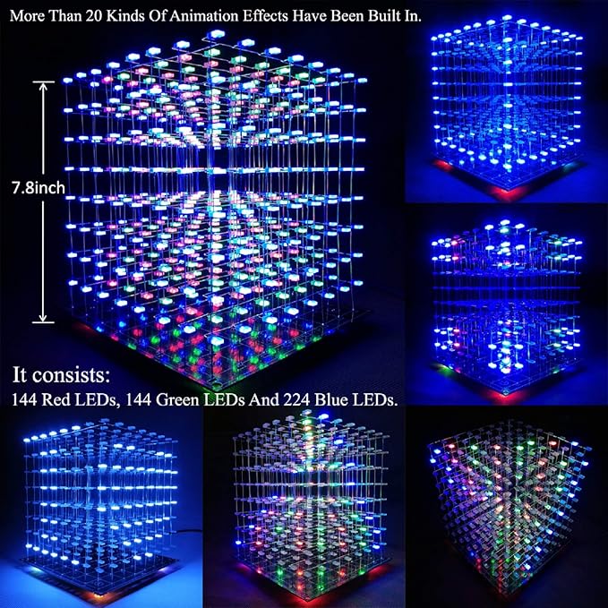 3D Led Cube Kit DIY Electronics Kit (3D8S-MULTI-DIY-KIT)