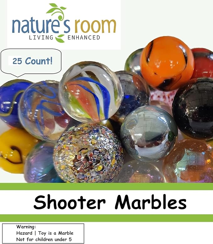 Glass Shooter Marbles for Kids - Large 1" Shooter Marbles Bulk for Collectables, Games and Home Decorations - Set of 25 Assorted Colors - Jugar a Las Canicas