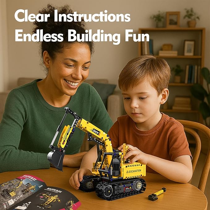 5 in 1 Building Toys STEM Robotics Kits - Remote-Controlled Excavator Engineering Kit for Kids Age 6 7 8 9 10 11 12-14 with 555 Pieces，DIY Educational Science Kits Gift for Boys & Girls