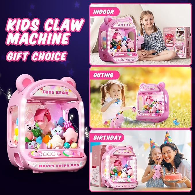 Skirfy Claws Machines for Kids,Unicorns Toys for Age 6+,Kids Games Mini Vending Machines with Squishys Toy Candy Dispenser,Claws Game Machine,Birthday for Girls Age 8-12