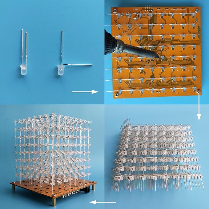 Mini 3D Led Cube DIY Electronics Kit Soldering Project Kit (3D8MINI-ALLBLUE-KIT)