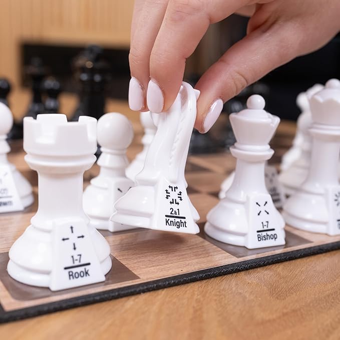 Elbow Room Games Chess Teacher Set - Educational Chess Board with Movement Indicators, Perfect for Beginners and All Skill Levels, Ideal for Family Game Nights and Learning Strategy