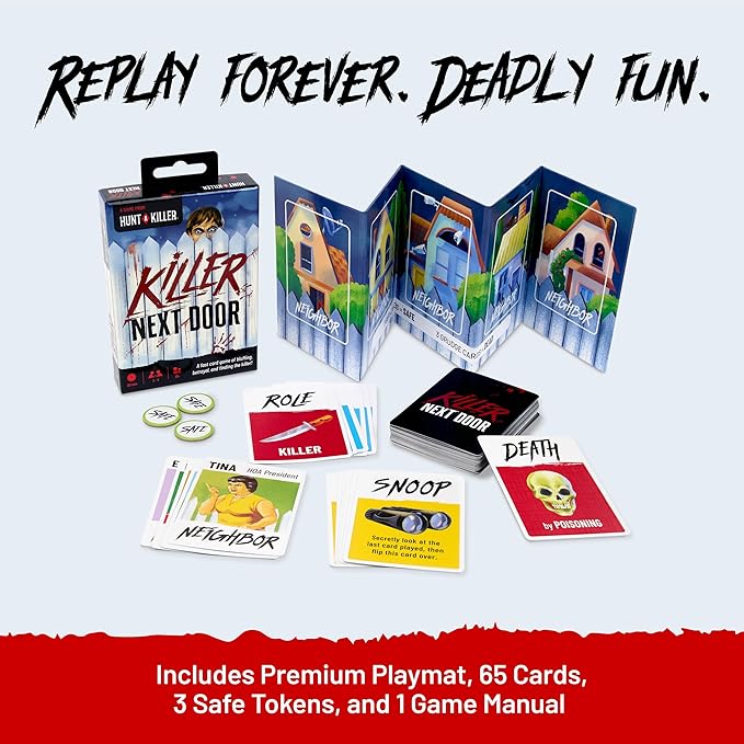 Hunt A Killer: Killer Next Door, Fun Family and Adult Games for Game Night, Great Small Gift for Friends or Stocking Stuffers Includes Fast-Paced Social Deduction Gameplay, for Ages 10+