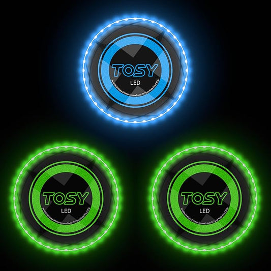 TOSY Bundle of 3-2X Green + Blue - Flying Disc 36 LEDs, Super Bright, Smart Modes, Auto Light Up, Rechargeable, Cool Fun Christmas, Birthday & Camping Gift for Men/Boys/Teens/Kids, 175g Frisbee