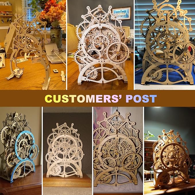 ROKR 3D Wooden Puzzles DIY Clock Kits for Adults to Build Wood Model Building Kit Unique Birthday Gift Pendulum Clock