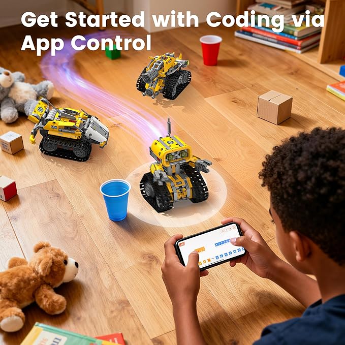 5 in 1 STEM RC Robotics Kit, APP & Remote Control Robot Building Kit, DIY Science Kits for Kids Age 8-12, 8 Year Old Boy Birthday Gift