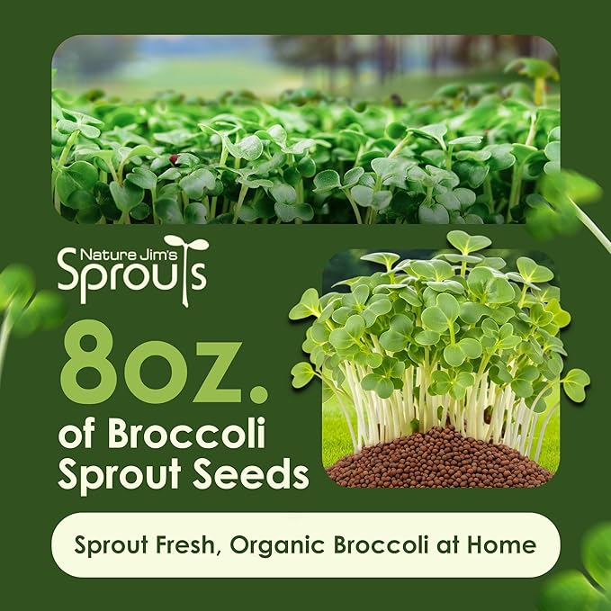 Nature Jims Organic Broccoli Sprout Seeds and Organic Salad Mix Seeds, Microgreens Variety for Healthy Indoor or Outdoor Growing, Nutritious Mix for Home Garden - 8oz + 1lb Bundle