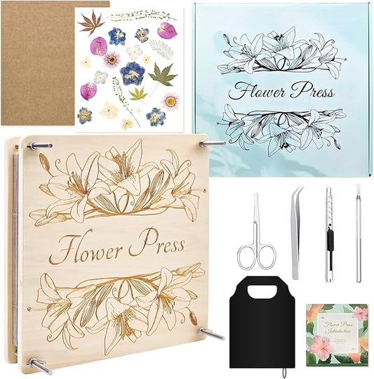 GTQYYF Extra Large Flower Press Kit 11.02 x11.02 inches with Storage Bag,Solid Wood Flower Press Kit - DIY Arts and Craft Kit 10 -Layers, Ideal Gift for Flower & Plant Lovers