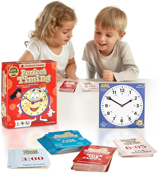 Continuum Games Perfect Timing Game - Tell Time Cooperative Board Game for Kids - Fun Educational Family Game to Learn How to Read a Clock