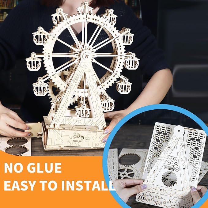 3D Wooden Puzzle Gear Ferris Wheel Music Box You are My Sunshine Handmade Assembly Model Kit Holidays Brthdays