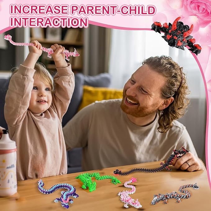 3D Printed Light Heart Dragon and Dark Heart Dragon, Articulated Fidget Toys for Autism and ADHD, Perfect Basket Essentials Stuffers and Desk Accessories(Light Heart Dragon Dark Heart Dragon)