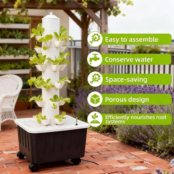 Hydroponics Growing Tower, Indoor Garden kit, Vertical Growing System, Indoor Planting Vegetables Herbs Flowers, Interior Garden System with Water Pump, hydroponics Tower with Water Tank