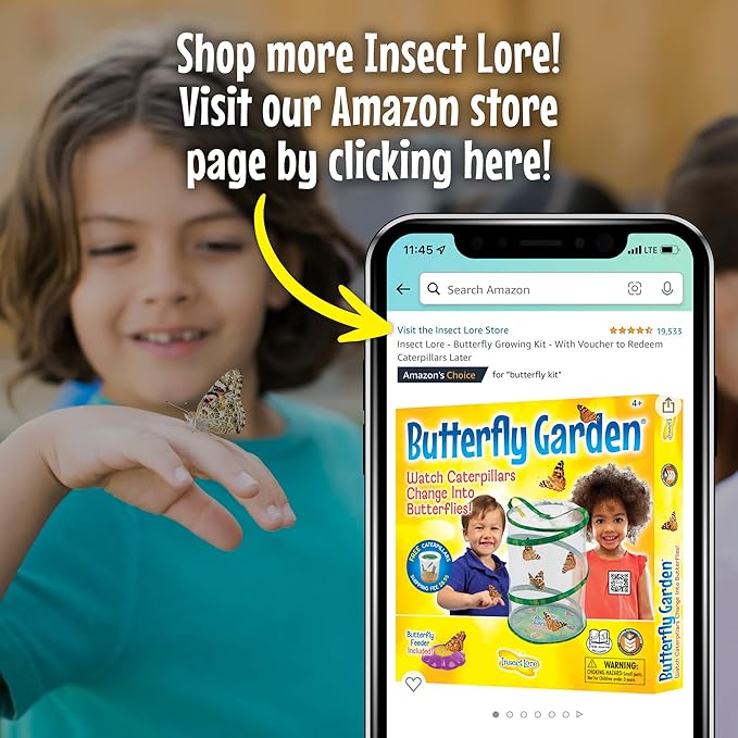 Butterfly Garden: Original Habitat and Two Live Cups of Caterpillars with Journal – Life Science & STEM Education – Butterfly Science Kit - Plus Butterfly Life Cycle Stages Figurines