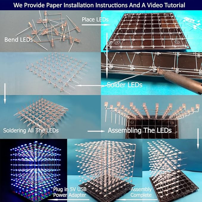 3D Led Cube Kit DIY Electronics Kit (3D8S-MULTI-DIY-KIT)