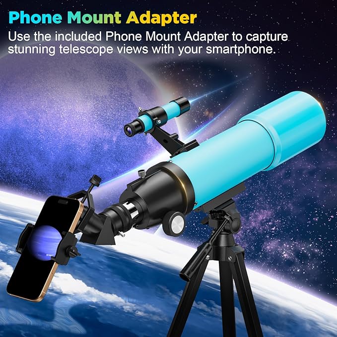 90MM Telescope for Adults and Kids 8+: 150X High Powered Astronomical Portable Refracting FMC Beginners Explorer Scope Toys for Girls Boys 8-12 Xmas Gift Travel Stars Gazing w Professional Tripod