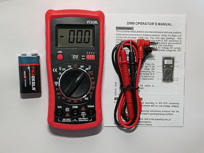 Adjustable Temperature Electric Soldering Iron Kit, Digital Multimeter Kit, Multi Tester, Voltage Tester, Measures AC/DC Voltage, Current, Resistance, Continuity, Diode, Triode Tester. (Red)